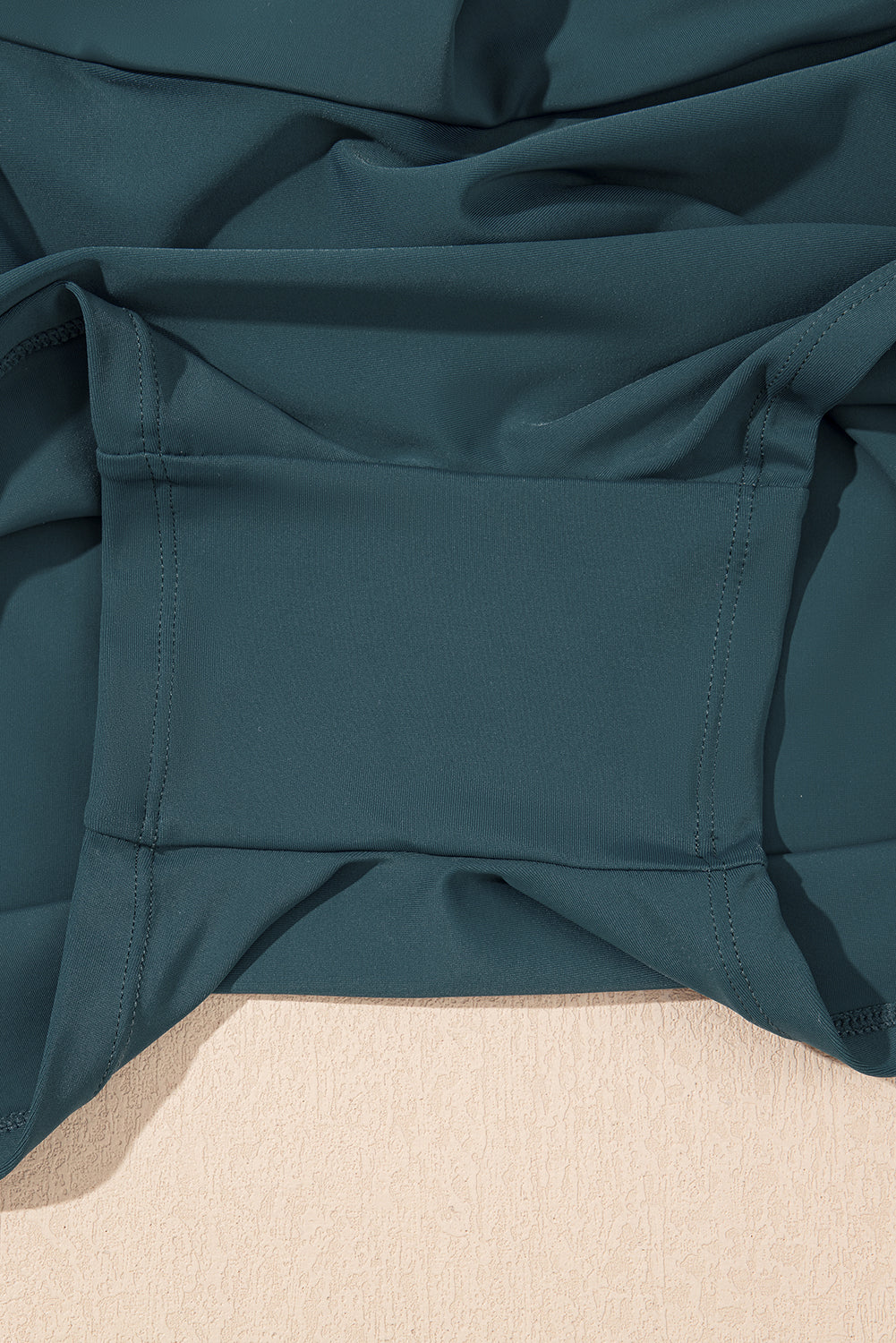Black Solid Pocketed Crossover High Waist Swim Skort