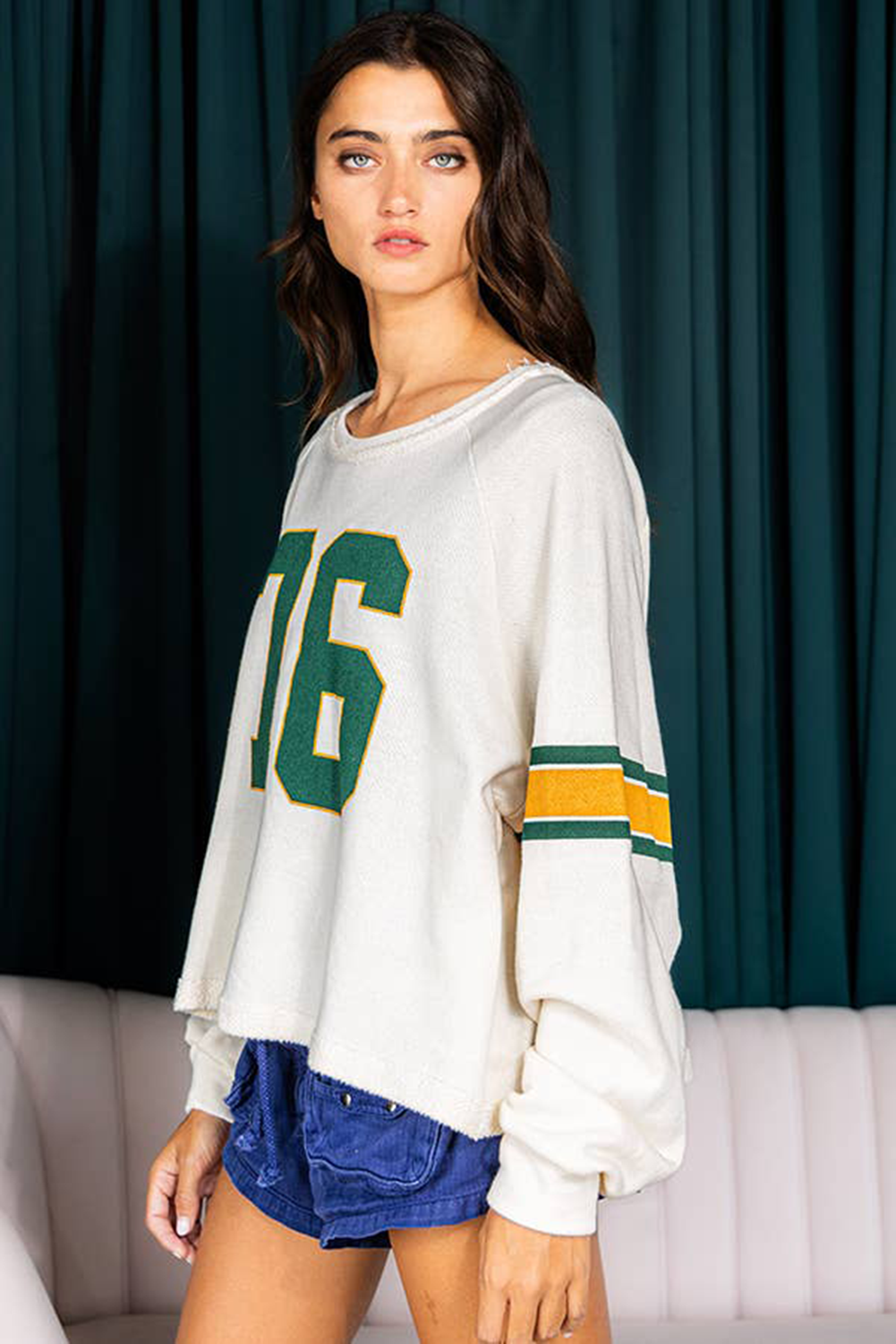 White Vintage Sports Graphic Long Sleeve Top