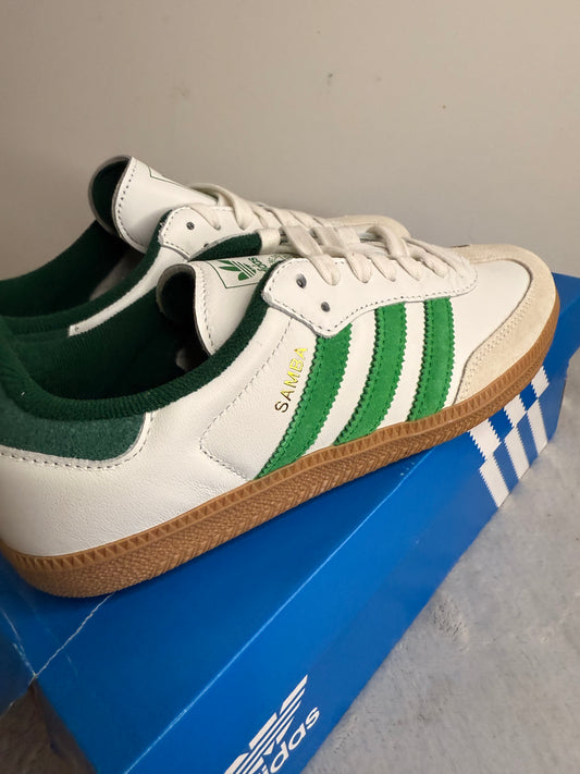 Adidas Samba OG White/Green Men’s 7 - Classic Gum Sole - New in Box