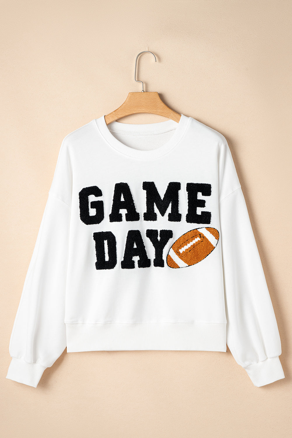 Black or White GAME DAY Graphic Varsity Pullover Sweatshirt