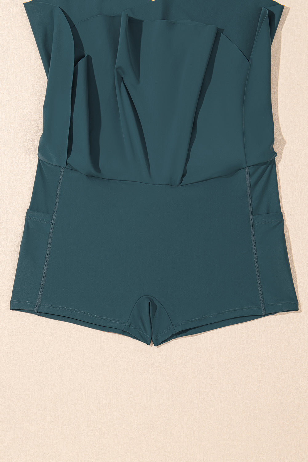 Black Solid Pocketed Crossover High Waist Swim Skort