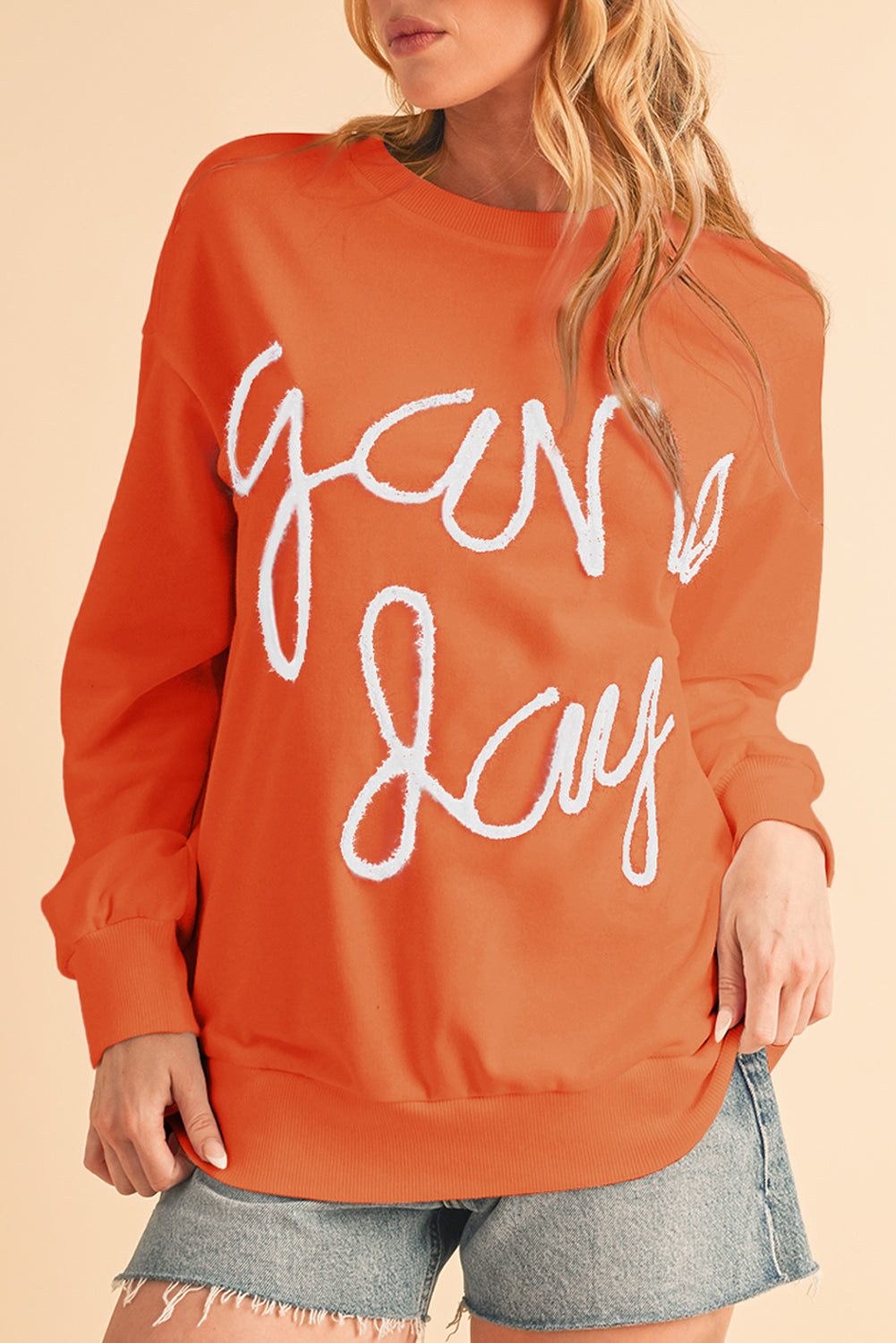Black Tinsel Game Day Drop Shoulder Sweatshirt