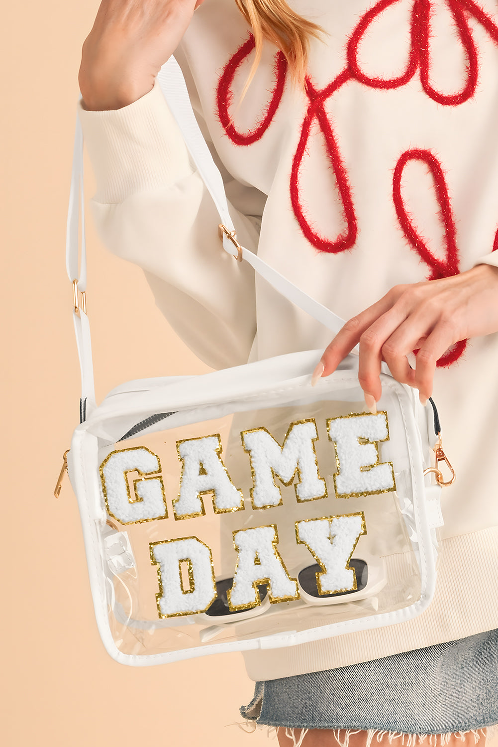 Chenille GAME DAY Pattern Clear Bag (pick your color)