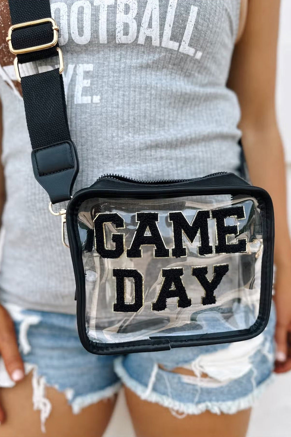 Chenille GAME DAY Pattern Clear Bag (pick your color)