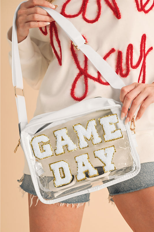 Chenille GAME DAY Pattern Clear Bag (pick your color)