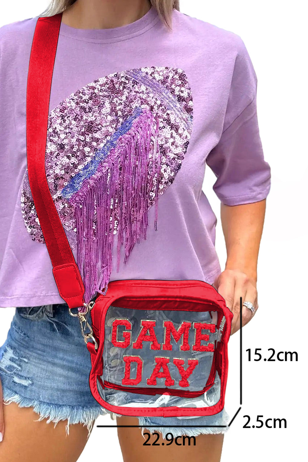 Chenille GAME DAY Pattern Clear Bag (pick your color)