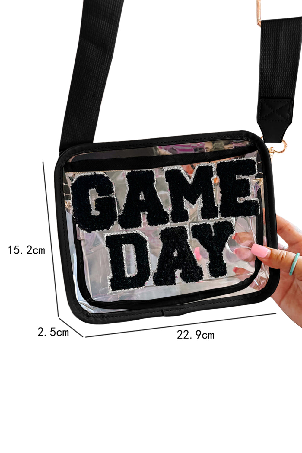 Chenille GAME DAY Pattern Clear Bag (pick your color)