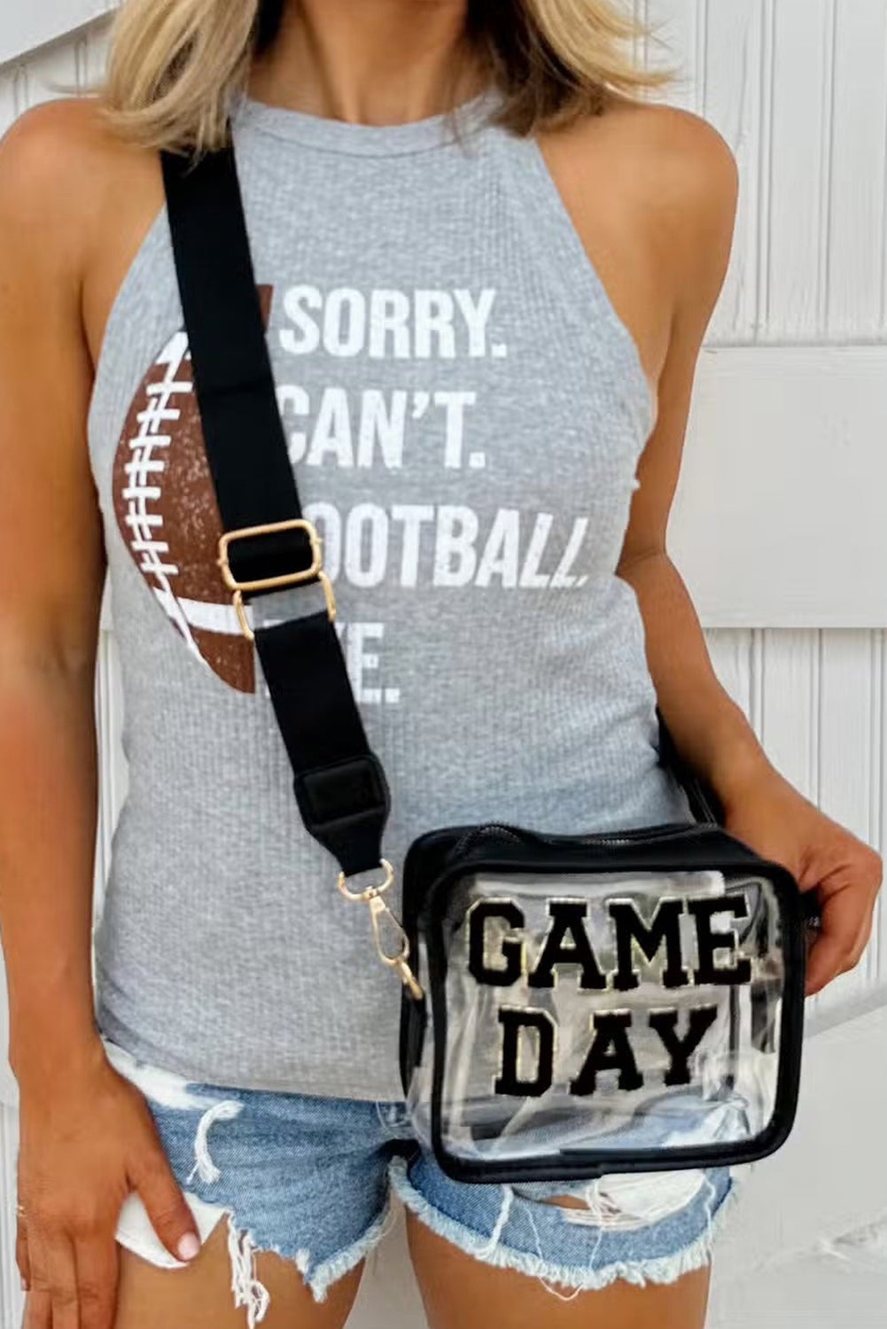 Chenille GAME DAY Pattern Clear Bag (pick your color)