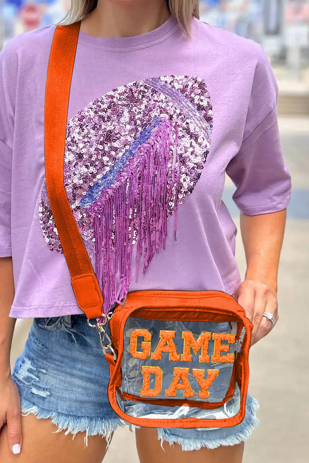 Chenille GAME DAY Pattern Clear Bag (pick your color)