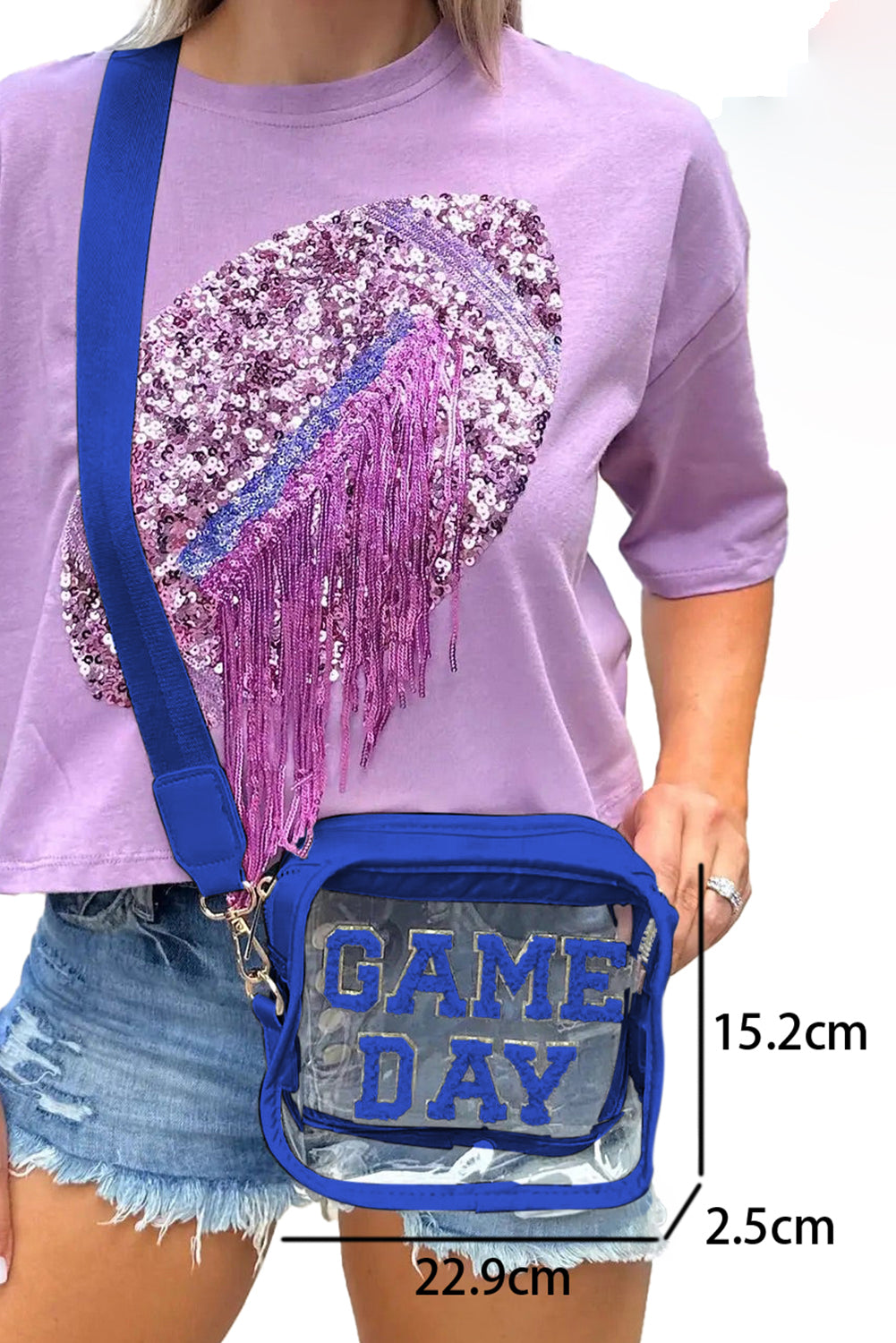 Chenille GAME DAY Pattern Clear Bag (pick your color)