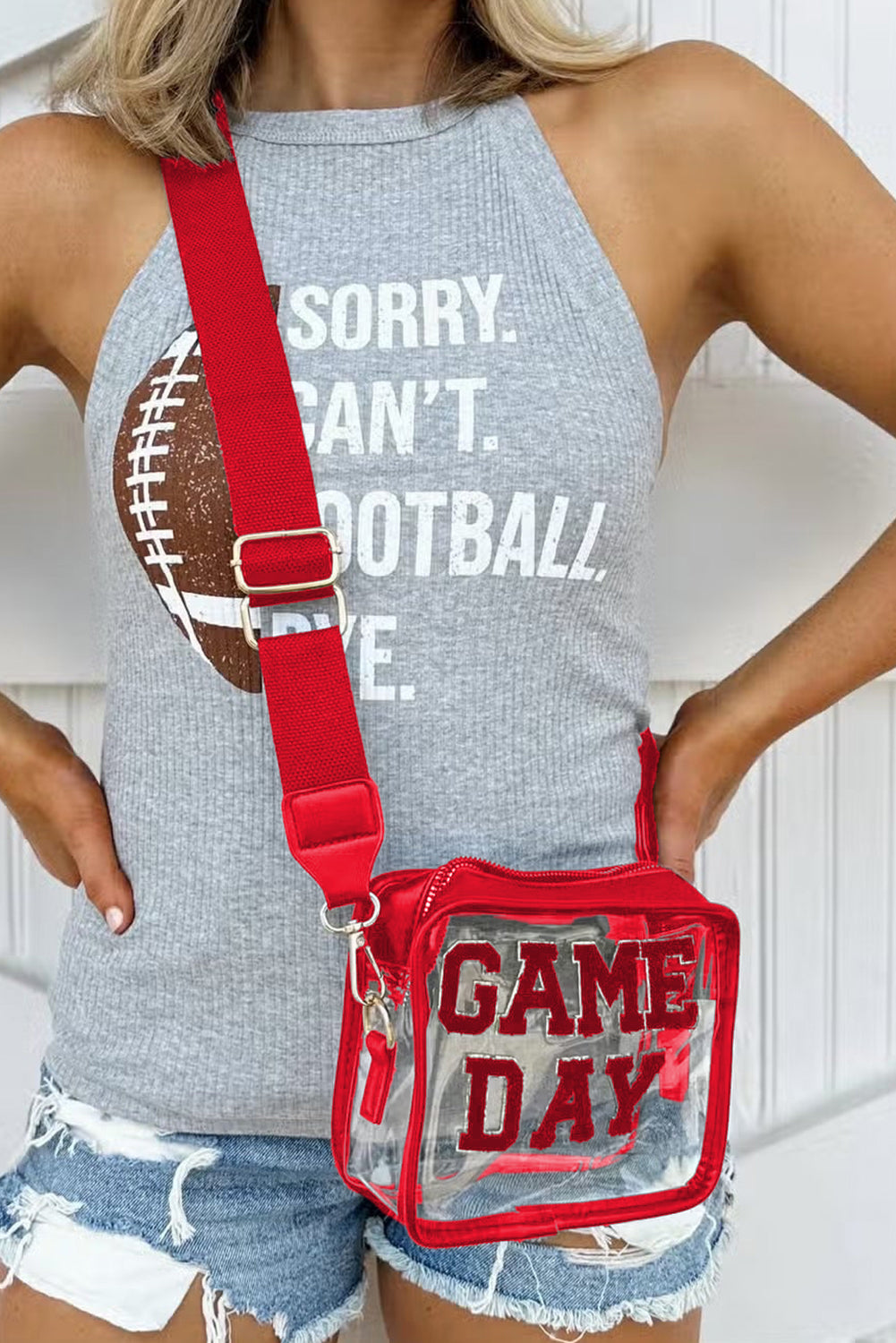 Chenille GAME DAY Pattern Clear Bag (pick your color)