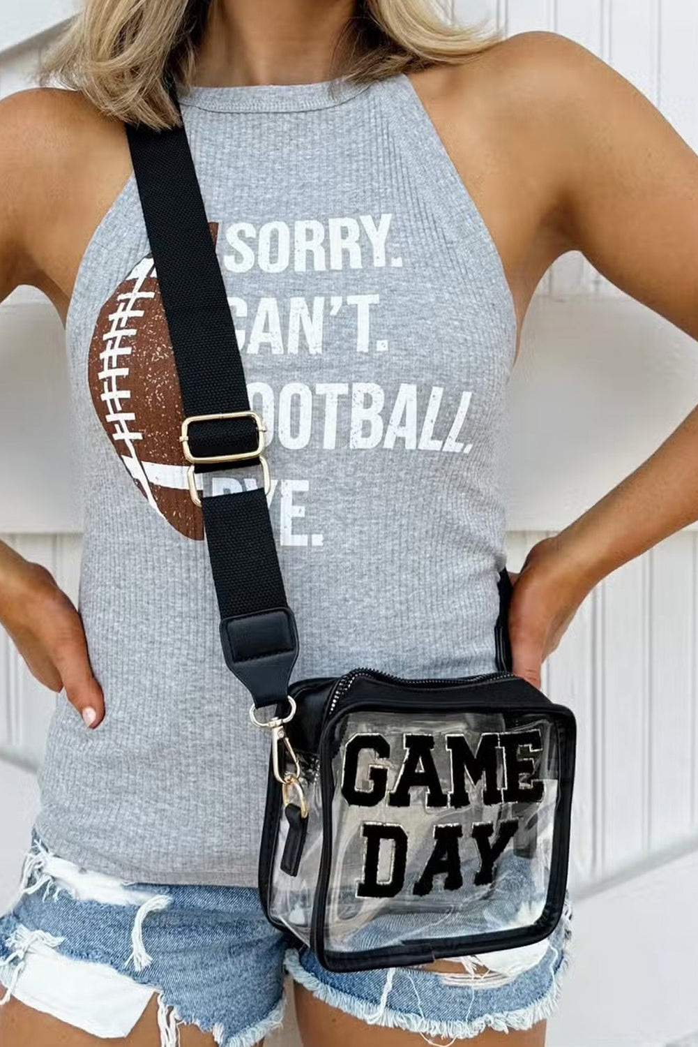 Chenille GAME DAY Pattern Clear Bag (pick your color)