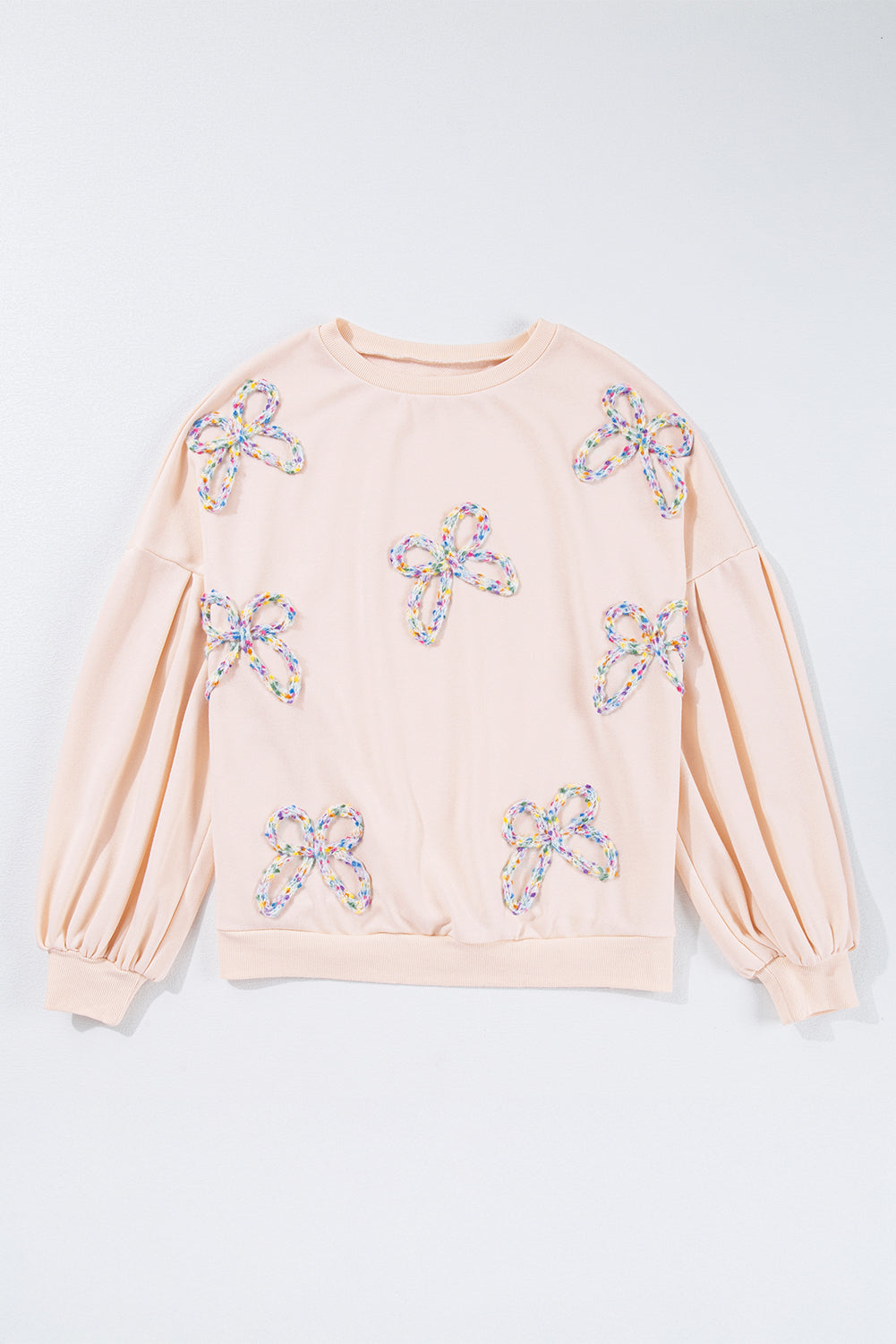 Sweet Bow Lantern Sleeve Oversized Pullover Sweatshirt