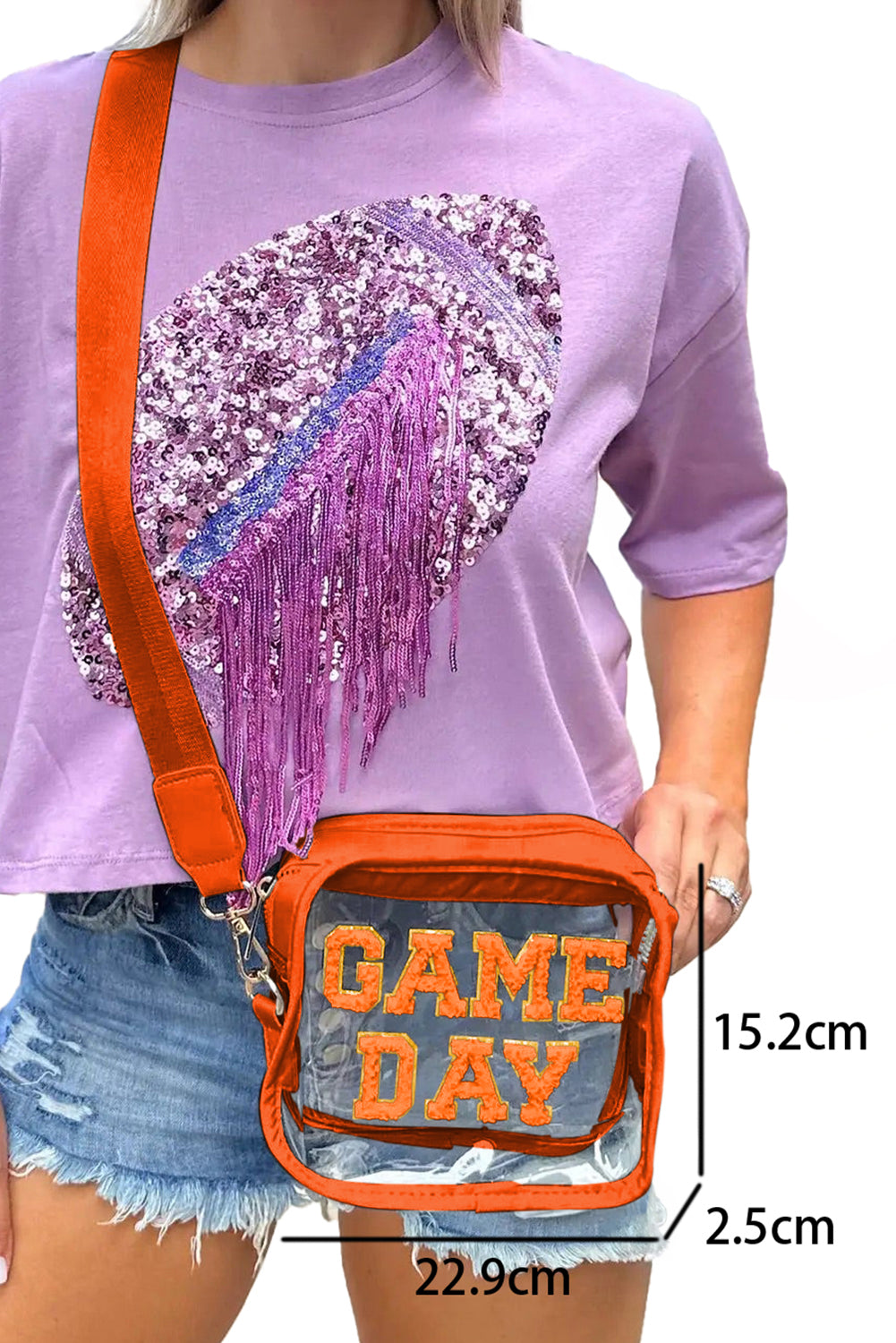 Chenille GAME DAY Pattern Clear Bag (pick your color)