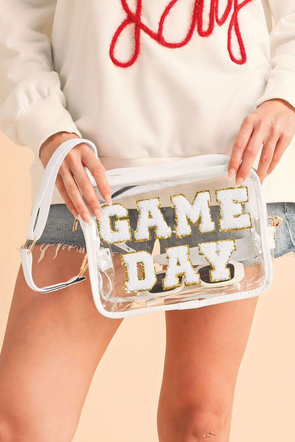 Chenille GAME DAY Pattern Clear Bag (pick your color)