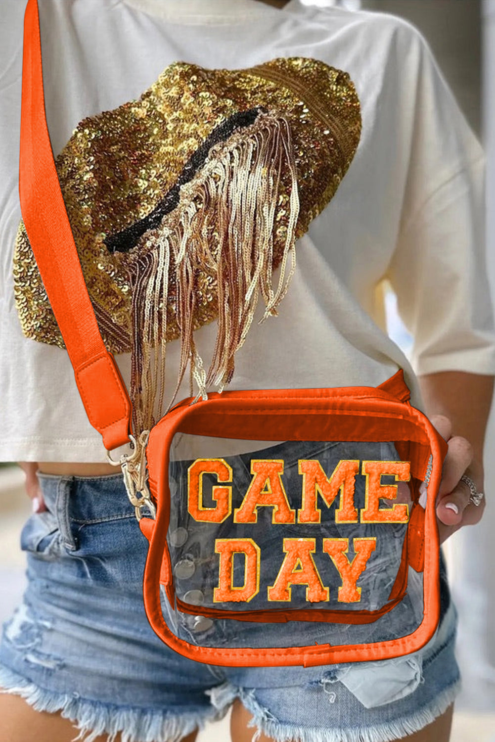 Chenille GAME DAY Pattern Clear Bag (pick your color)