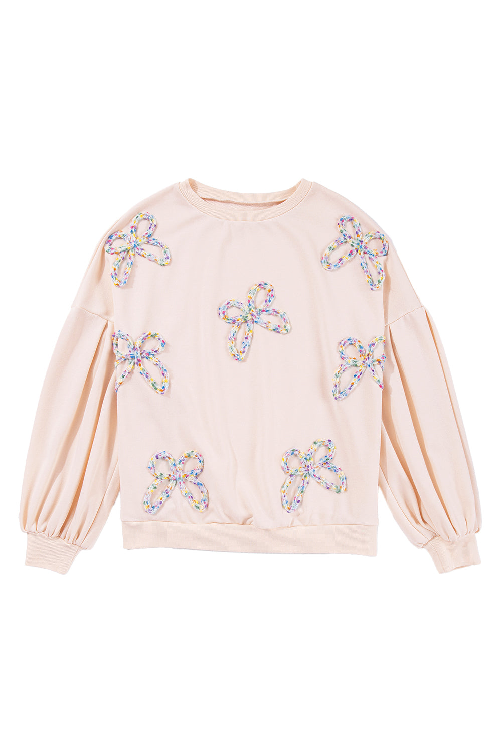 Sweet Bow Lantern Sleeve Oversized Pullover Sweatshirt