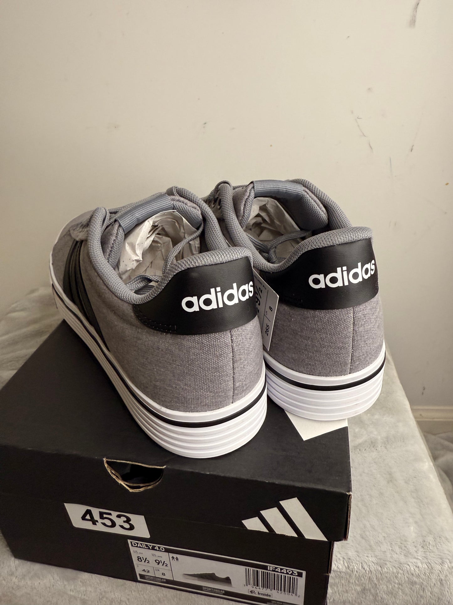 Adidas Daily 4.0 Grey/Black Canvas Sneakers - Men’s 8.5/Women’s 9.5 - New in Box