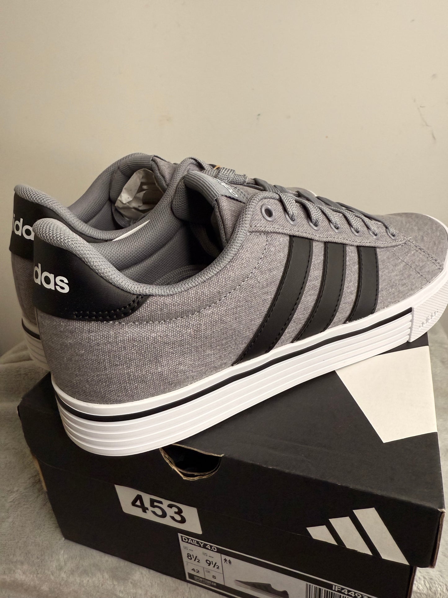 Adidas Daily 4.0 Grey/Black Canvas Sneakers - Men’s 8.5/Women’s 9.5 - New in Box