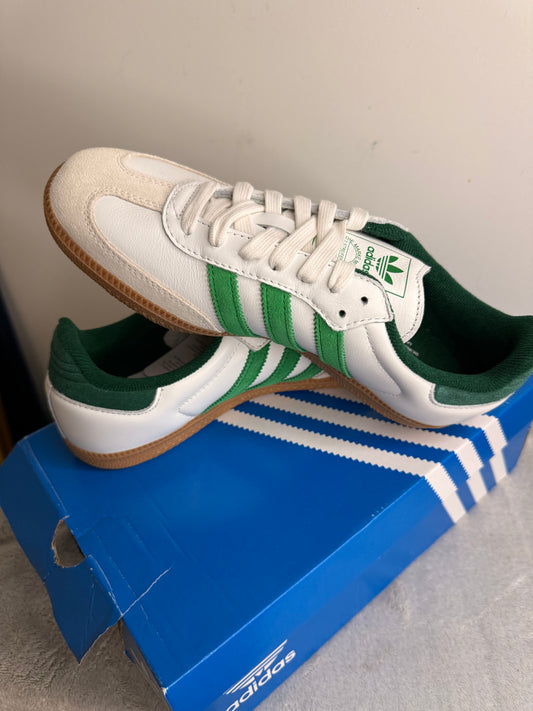 Adidas Samba OG White/Green Men’s 7 - Classic Gum Sole - New in Box