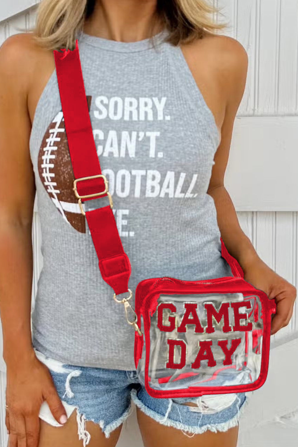 Chenille GAME DAY Pattern Clear Bag (pick your color)