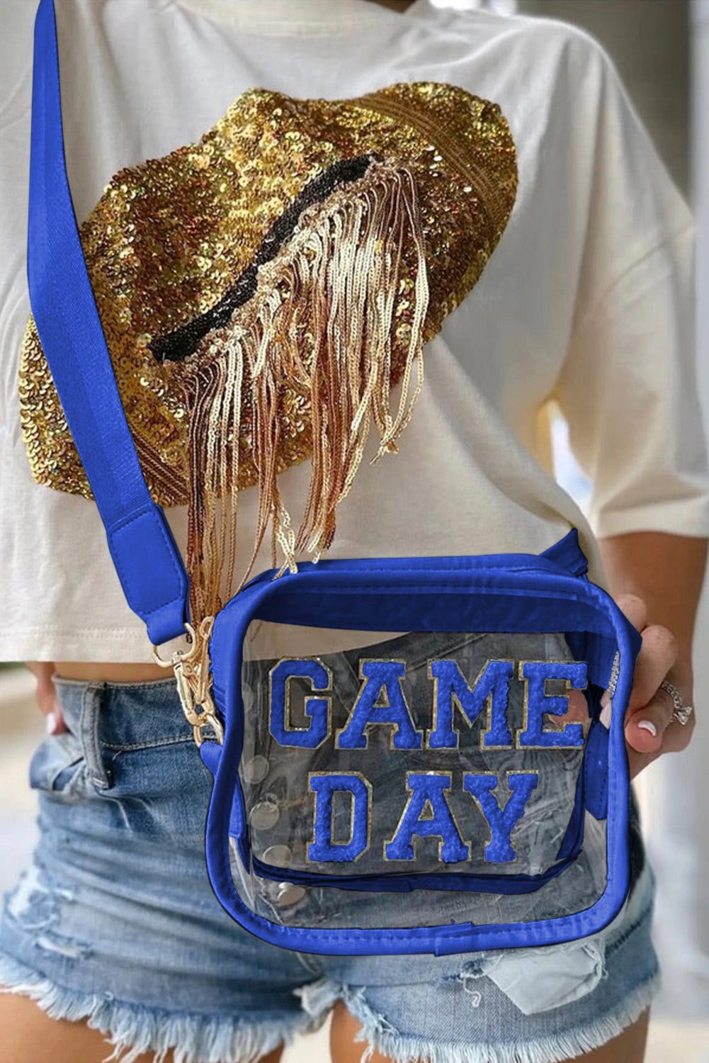 Chenille GAME DAY Pattern Clear Bag (pick your color)