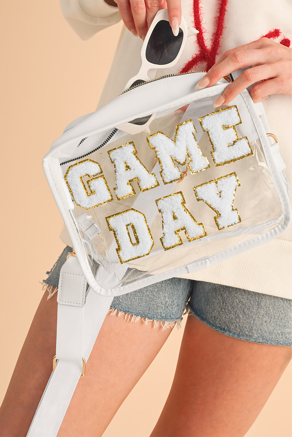 Chenille GAME DAY Pattern Clear Bag (pick your color)