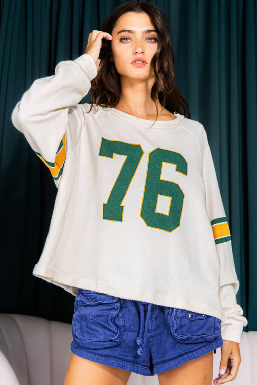 White Vintage Sports Graphic Long Sleeve Top