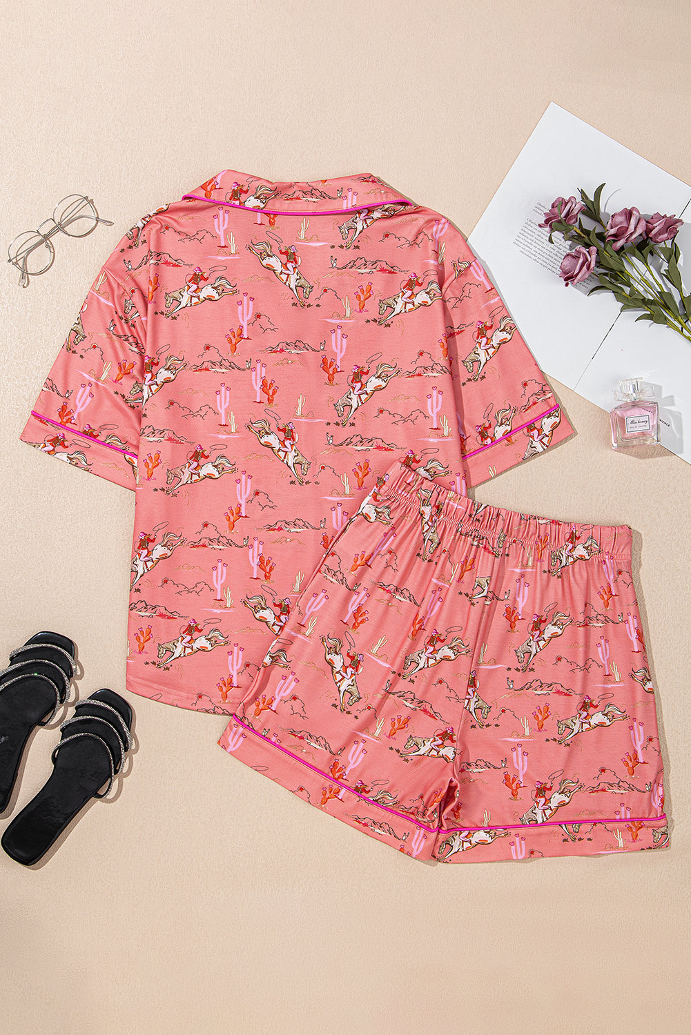 White Cowgirl Country Print Pajamas Set