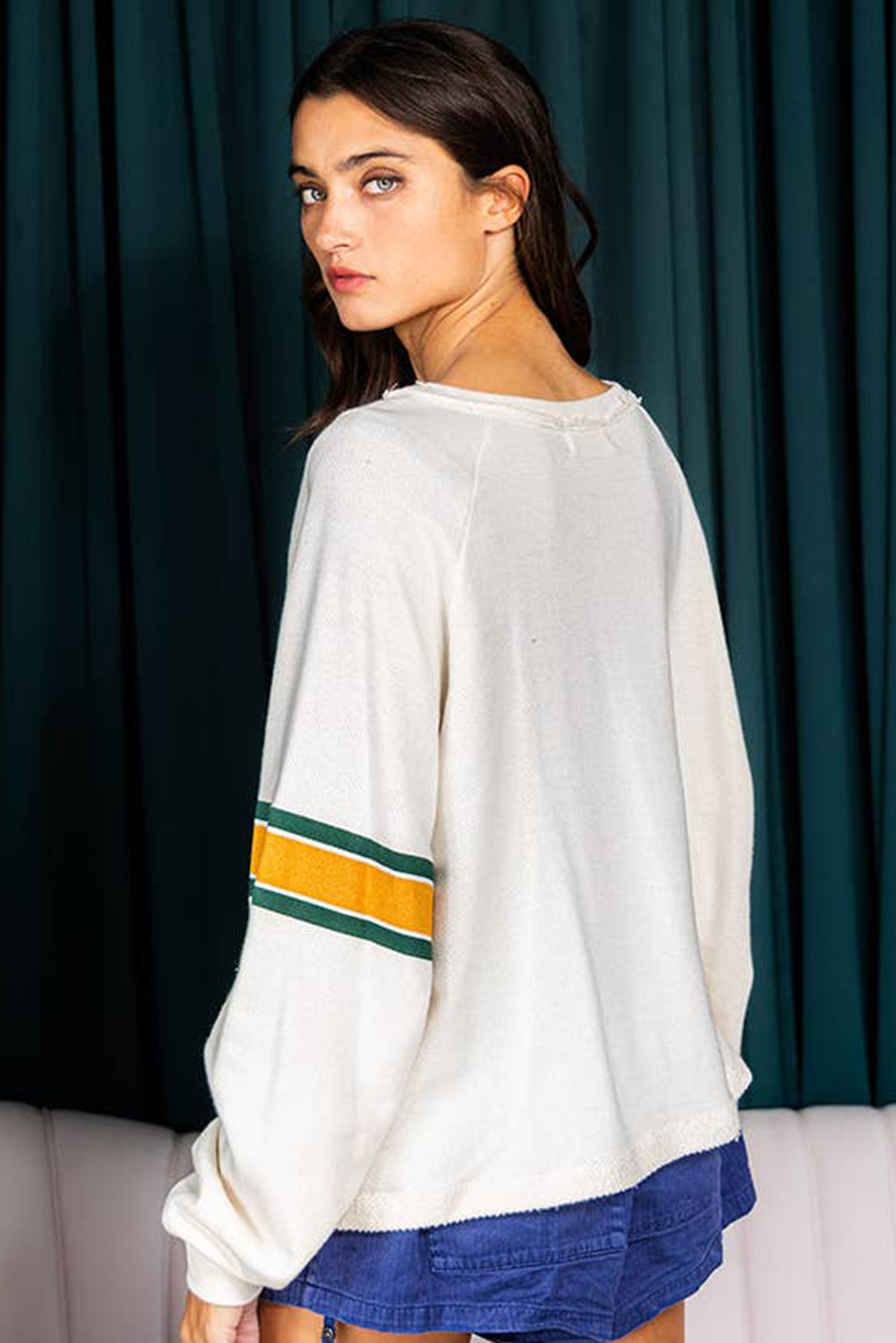 White Vintage Sports Graphic Long Sleeve Top