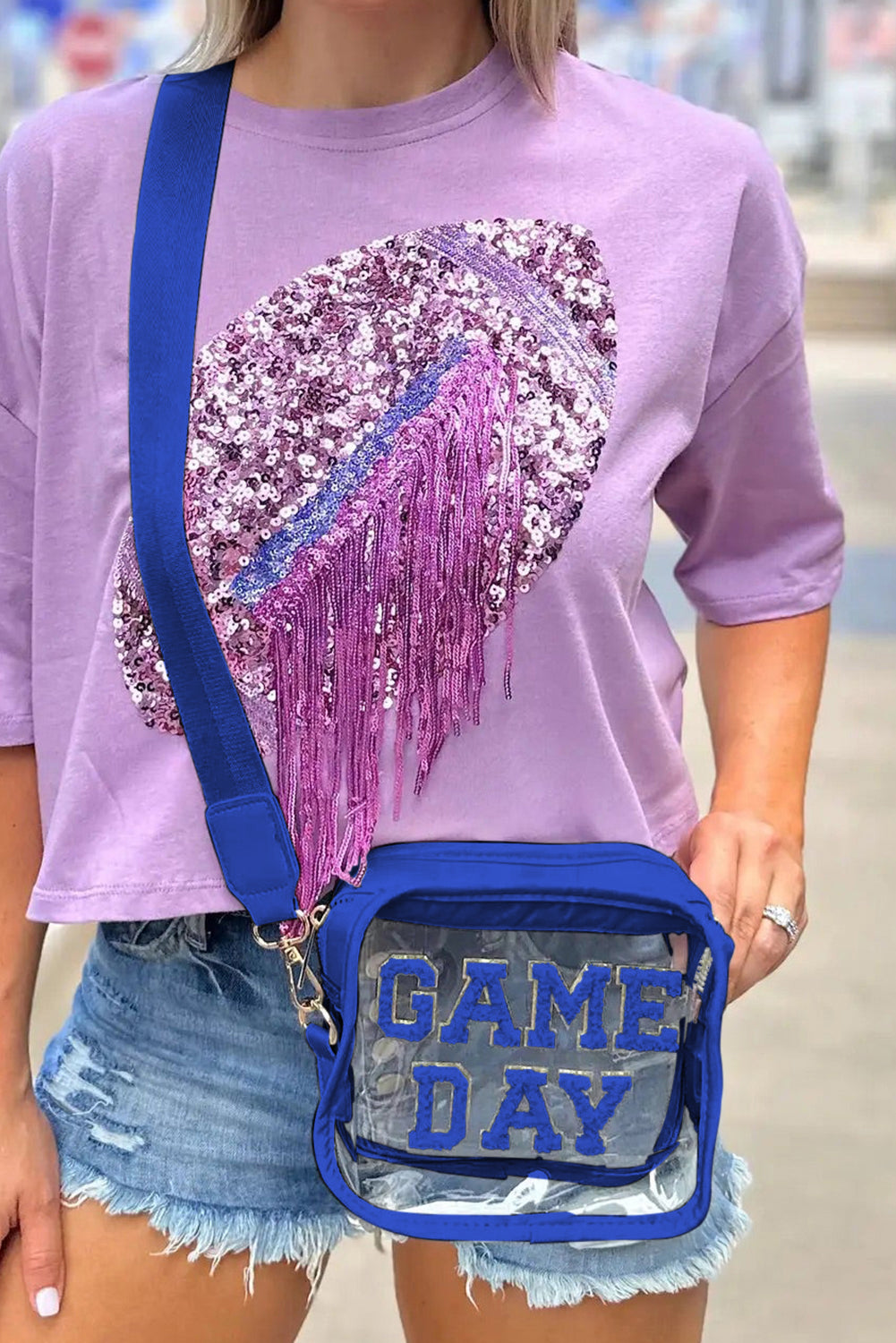 Chenille GAME DAY Pattern Clear Bag (pick your color)